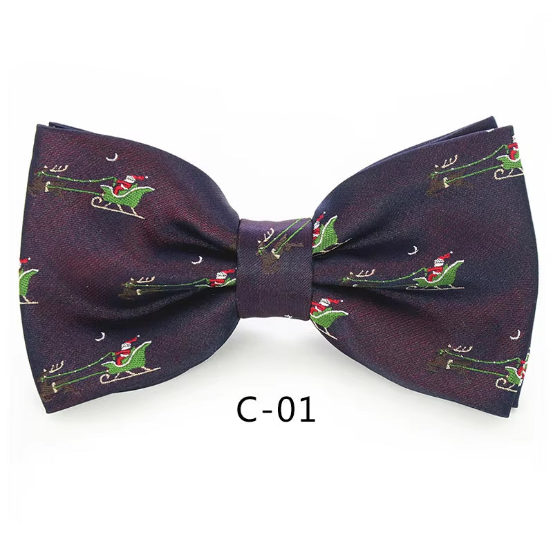 Christmas Bow Ties for Mens Shirt Snowflake Christmas Tree Pattern Men Silk Bow Tie Christmas Party Gift