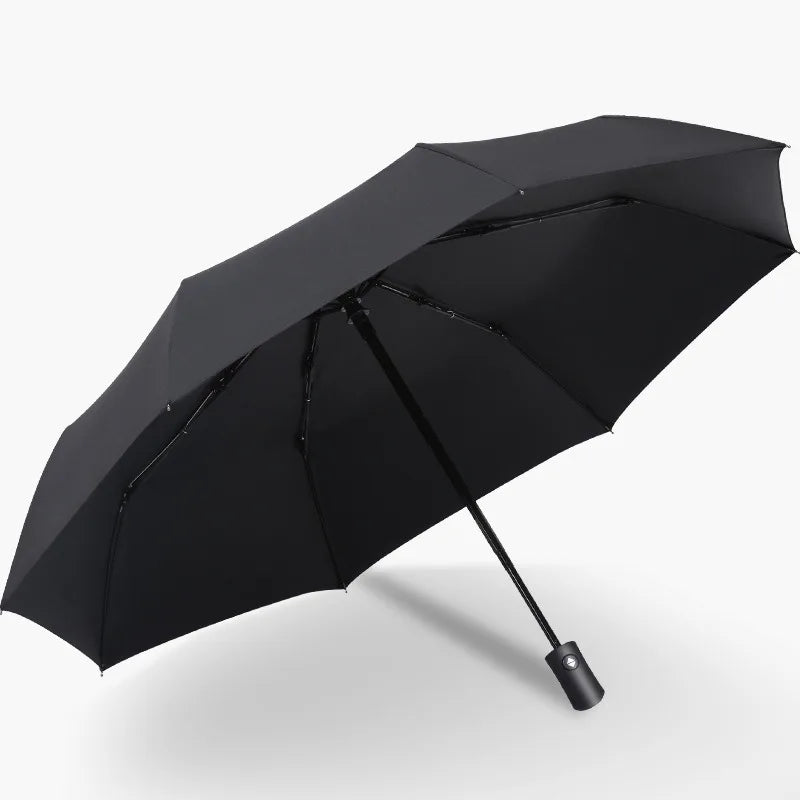 Automatic Rain & Sun Umbrella Black Coating Parasol Anti-Uv 3 Folding Wind Resistant Auto Luxury Big Windproof Women Men 8Ribs