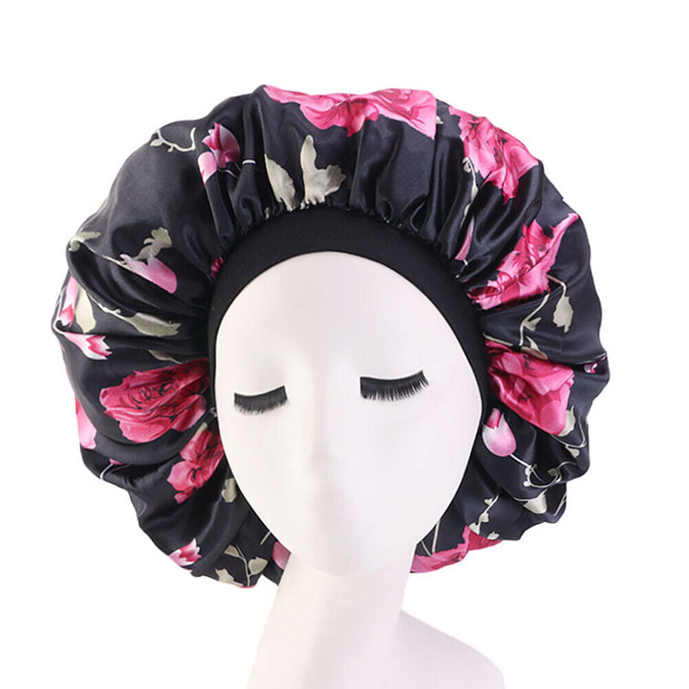 US Extra Large Long Hair Care Satin Bonnet Cap Night Sleep Hat Head Wrap Cover