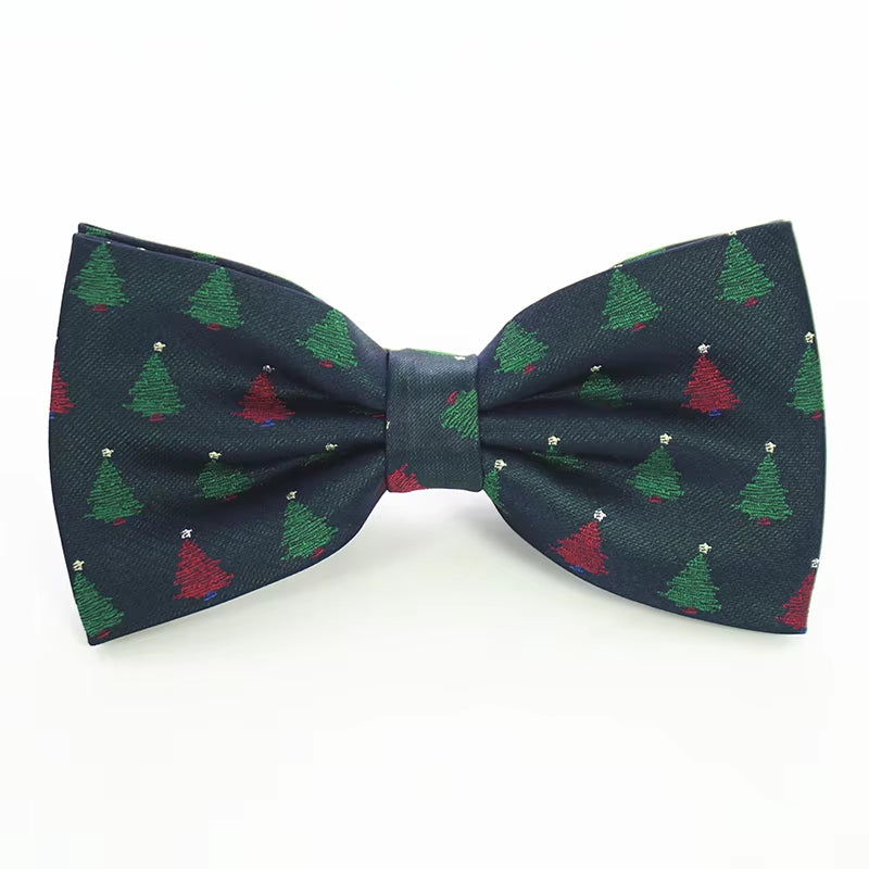 Christmas Bow Ties for Mens Shirt Snowflake Christmas Tree Pattern Men Silk Bow Tie Christmas Party Gift