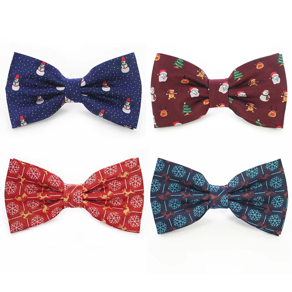 Christmas Bow Ties for Mens Shirt Snowflake Christmas Tree Pattern Men Silk Bow Tie Christmas Party Gift