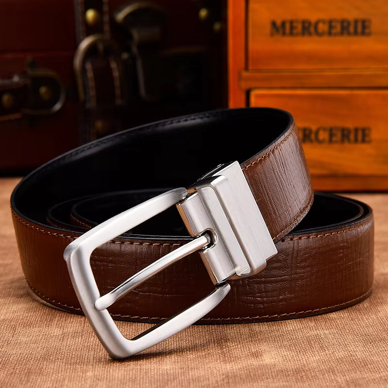 Reversible Belts for Men Genuine Leather for Male High Quality Formal Belt Black Brown Navy Blue