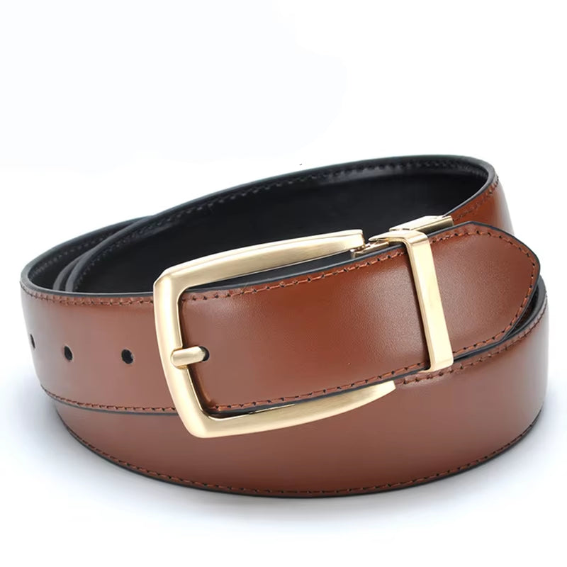 Reversible Belts for Men Genuine Leather for Male High Quality Formal Belt Black Brown Navy Blue