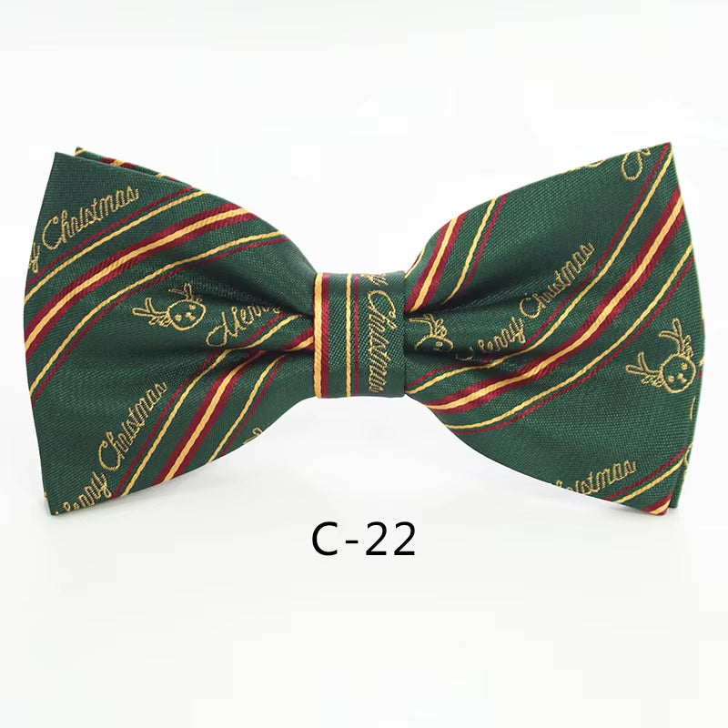 Christmas Bow Ties for Mens Shirt Snowflake Christmas Tree Pattern Men Silk Bow Tie Christmas Party Gift