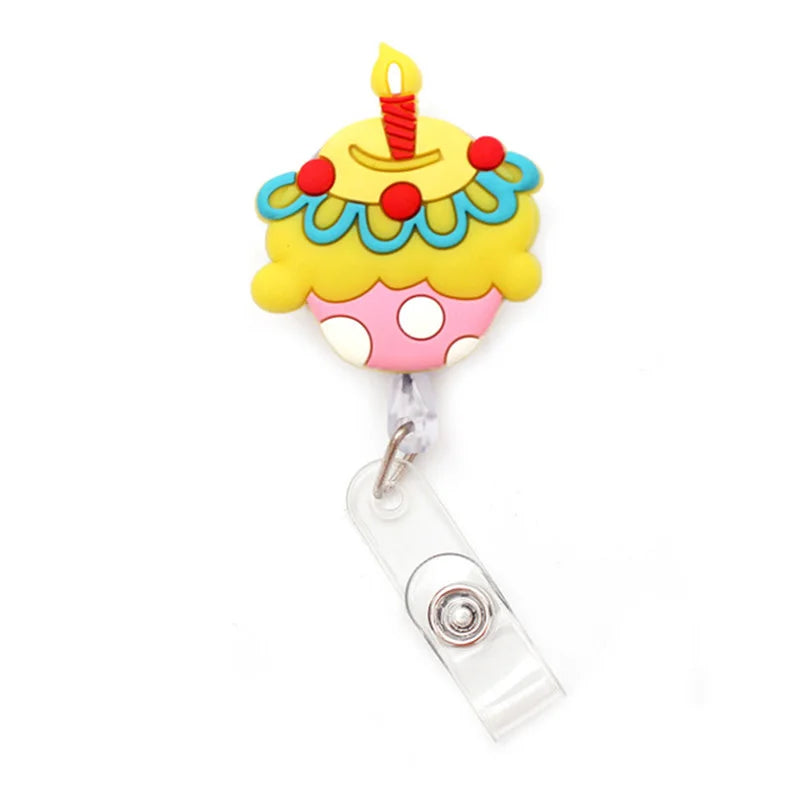 1 Pc New Cute Donuts & Cake Retractable Pull Nurse Students Badge Reel ID Lanyard Name Tag Card Badge Holder Reels for KIDS