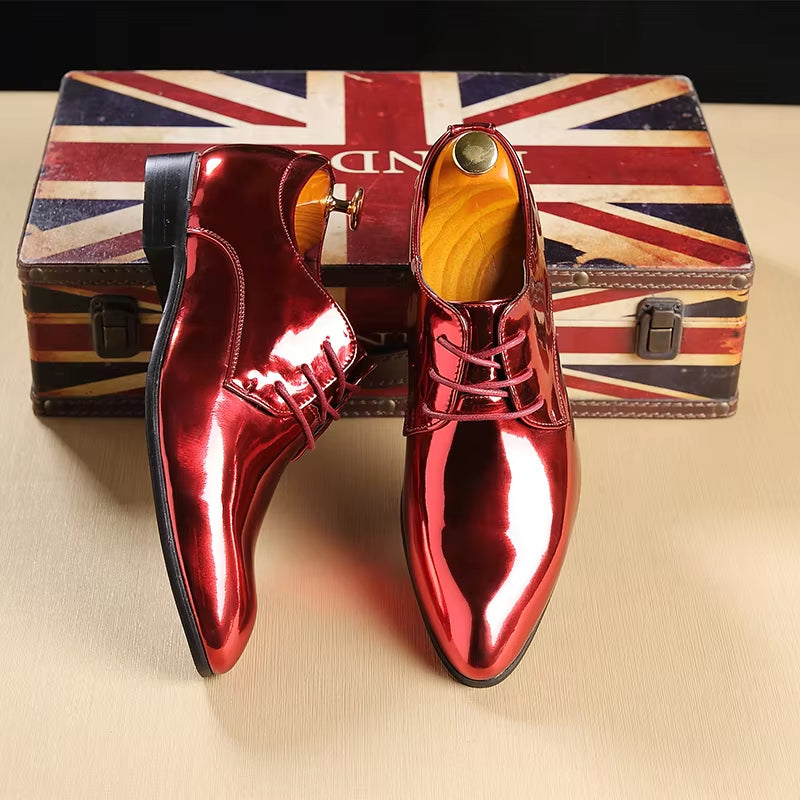 New British Men'S Designer Glitter Pu Leather Oxford Formal Shoes 2023 Male Wedding Homecoming Shoes Sapato Social Masculino