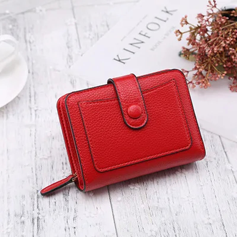 Women Wallets 2024 New Luxury Brand Red Black Small Mini Coin Purse Hasp Card Holder Lady Wallet Zipper Female Leather Buckle