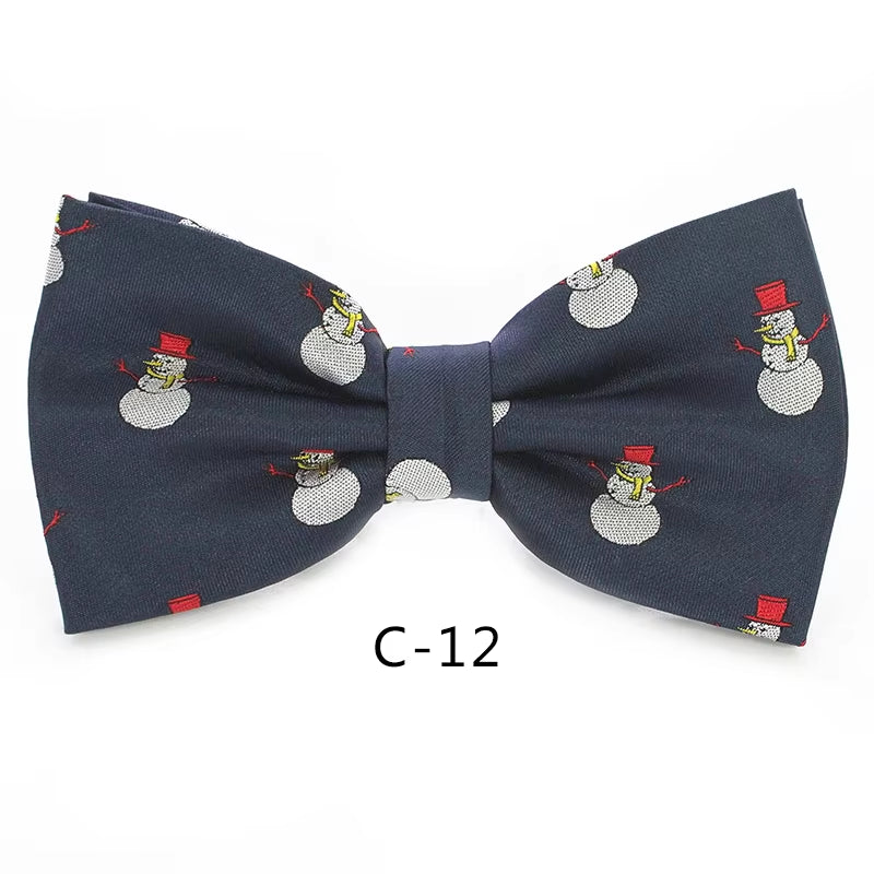 Christmas Bow Ties for Mens Shirt Snowflake Christmas Tree Pattern Men Silk Bow Tie Christmas Party Gift